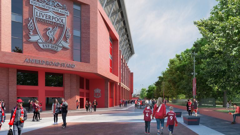 Artists impression of Liverpool's proposed Anfield Road stand redevelopment, which has been granted today.