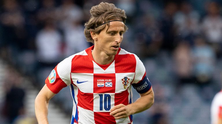 Croatia’s Luka Modric in action during a Euro 2020 match between Croatia and Scotland at Hampden Park