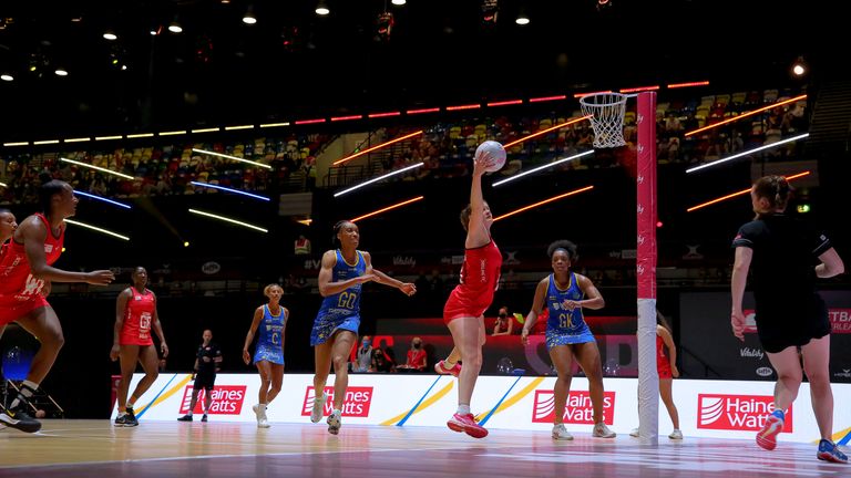 Saracens Mavericks' shooter Ine-Mari Venter had an outstanding day at the office (Image credit - Ben Lumley)