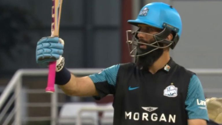 Moeen Ali strikes fifty against Northamptonshire in the Vitality Blast