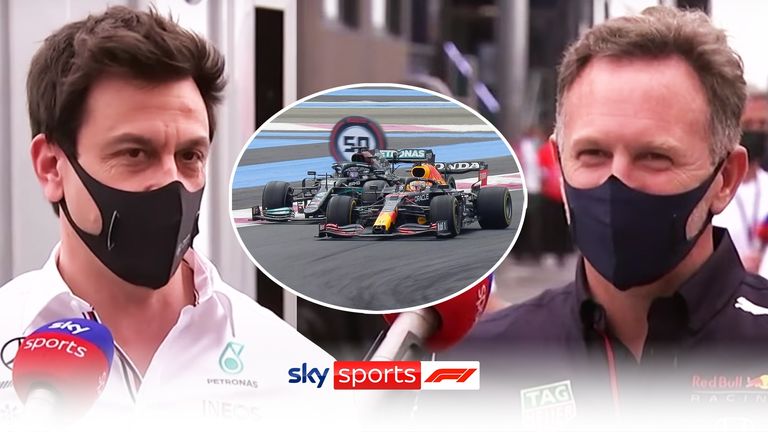 Mercedes team principal Toto Wolff and Red Bull team principal Christian Horner look back on an incredible battle between Lewis Hamilton and Max Verstappen at the French GP.