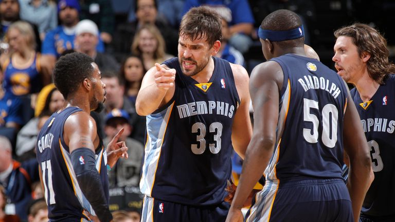 Mike Conley, Marc Gasol, Zach Randolph and Mike Miller of the Memphis Grizzlies in 2013