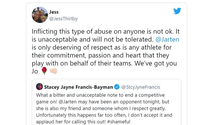 England head coach Jess Thirlby made her position clear on her own Twitter platform
