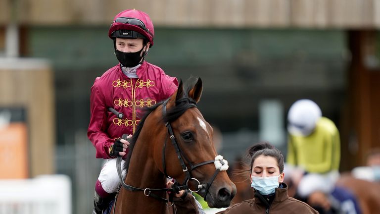 Oisin Murphy on board Ocean Road ahead of the Oaks Trial at Lingfield