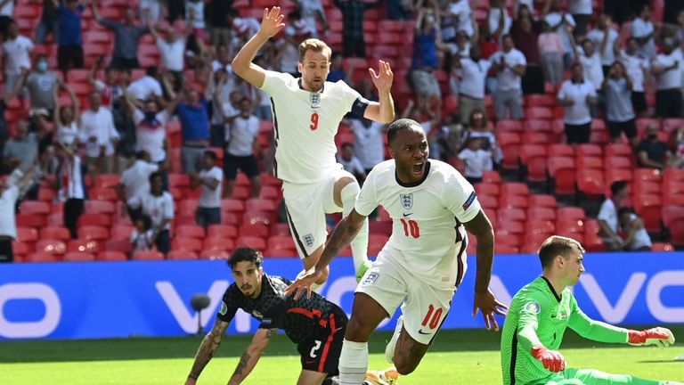 AP - Raheem Sterling celebrates his goal against Croatia