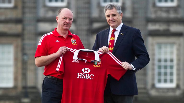 12/12/12.EDINBURGH.British and Irish Lions tour manager Andy Irvine (right) joins doctor James Robson ahead of their 2013 tour of Australia