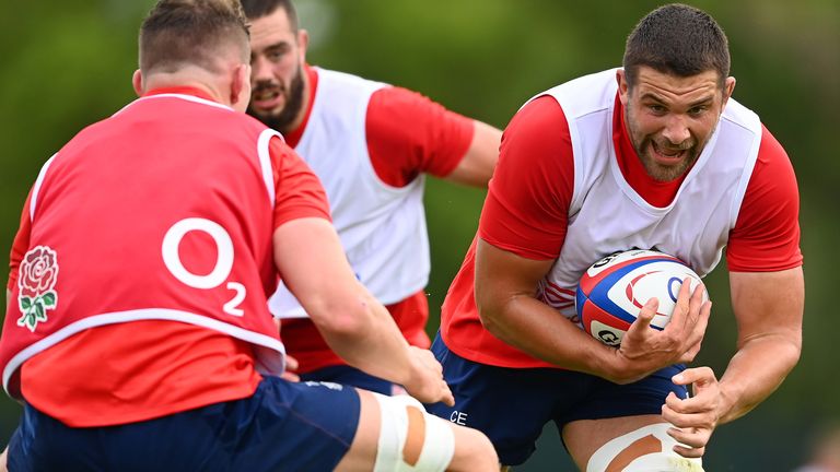 Charlie Ewels (right) partners Harry Wells in the England A second row