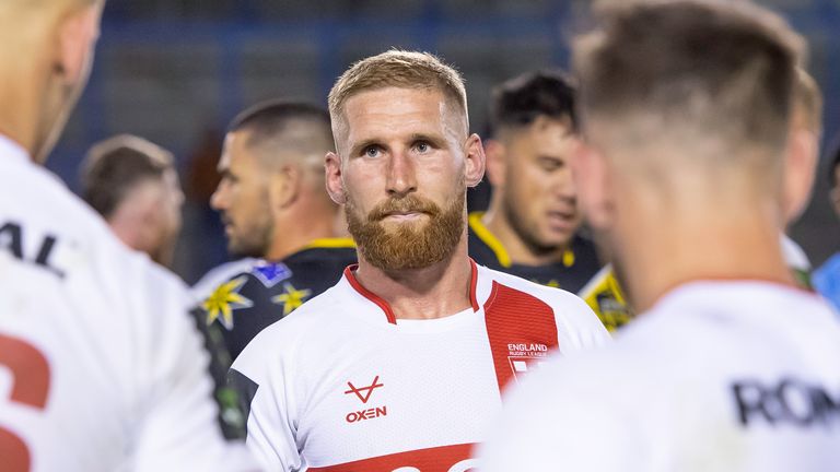 England's Sam Tomkins dejected after his side's loss to the Combined Nations All Stars.