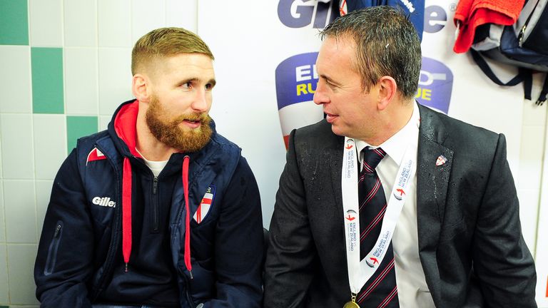 Picture by Alex Whitehead/SWpix.com - 14/11/2015 - Rugby League - England v New Zealand, Third Test - DW Stadium, Wigan, England - Sam Tomkins and Steve McNamara.