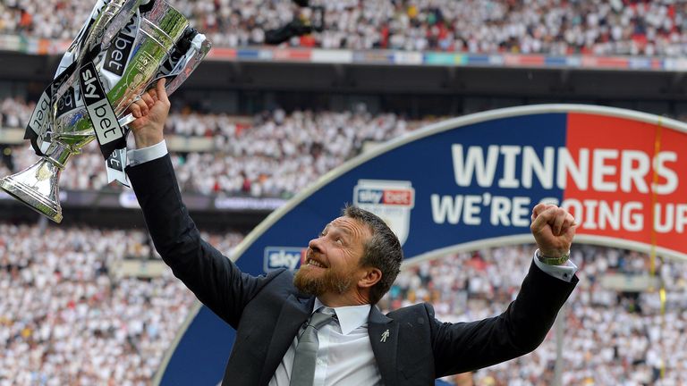 Slavisa Jokanovic celebrates play-off success with Fulham in 2018