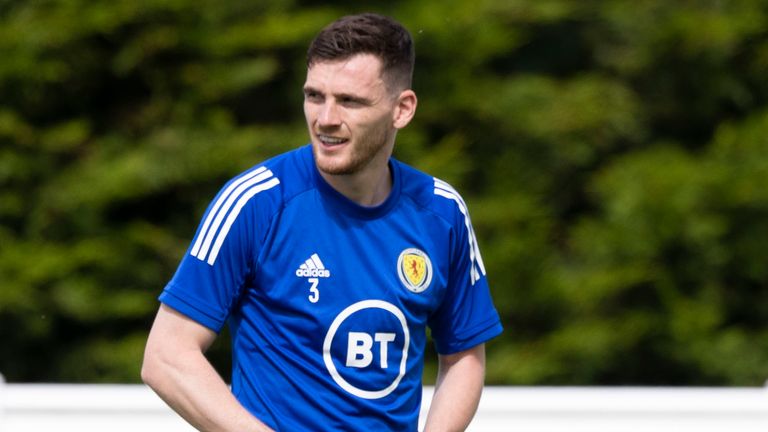 SNS - Andy Robertson during a Scotland training session ahead of Euro 2020