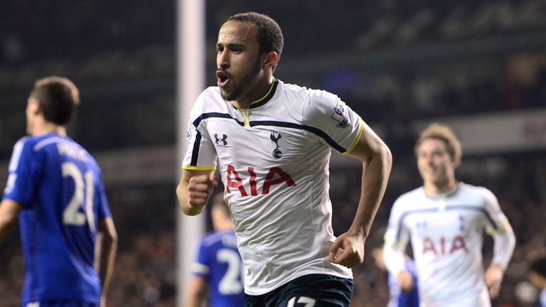 Townsend celebrates scoring for Tottenham against Chelsea