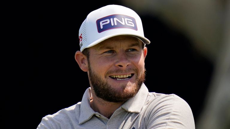 Tyrrell Hatton waits to hit from the seventh tee during the first round of the U.S. Open Golf Championship, Thursday, June 17, 2021, at Torrey Pines Golf Course in San Diego. (AP Photo/Gregory Bull)
