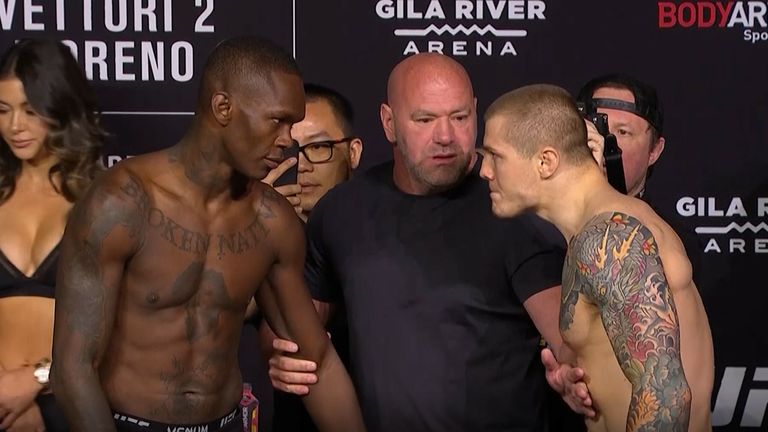 Marvin Vettori and Israel Adesanya face off