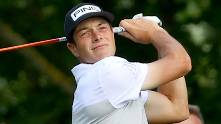 Viktor Hovland is also at nine under with Wiesberger