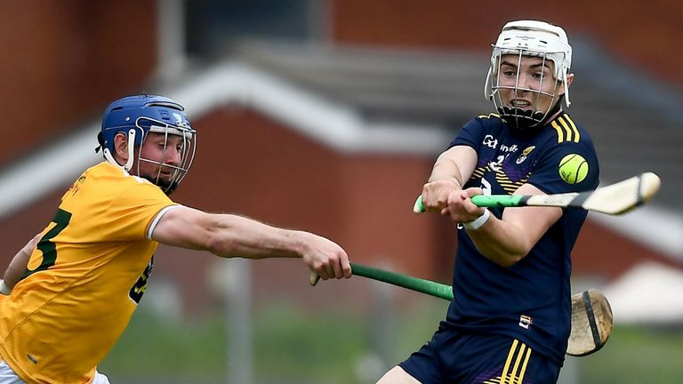 Rory O'Connor of Wexford in action against Gerard Walsh of Antrim