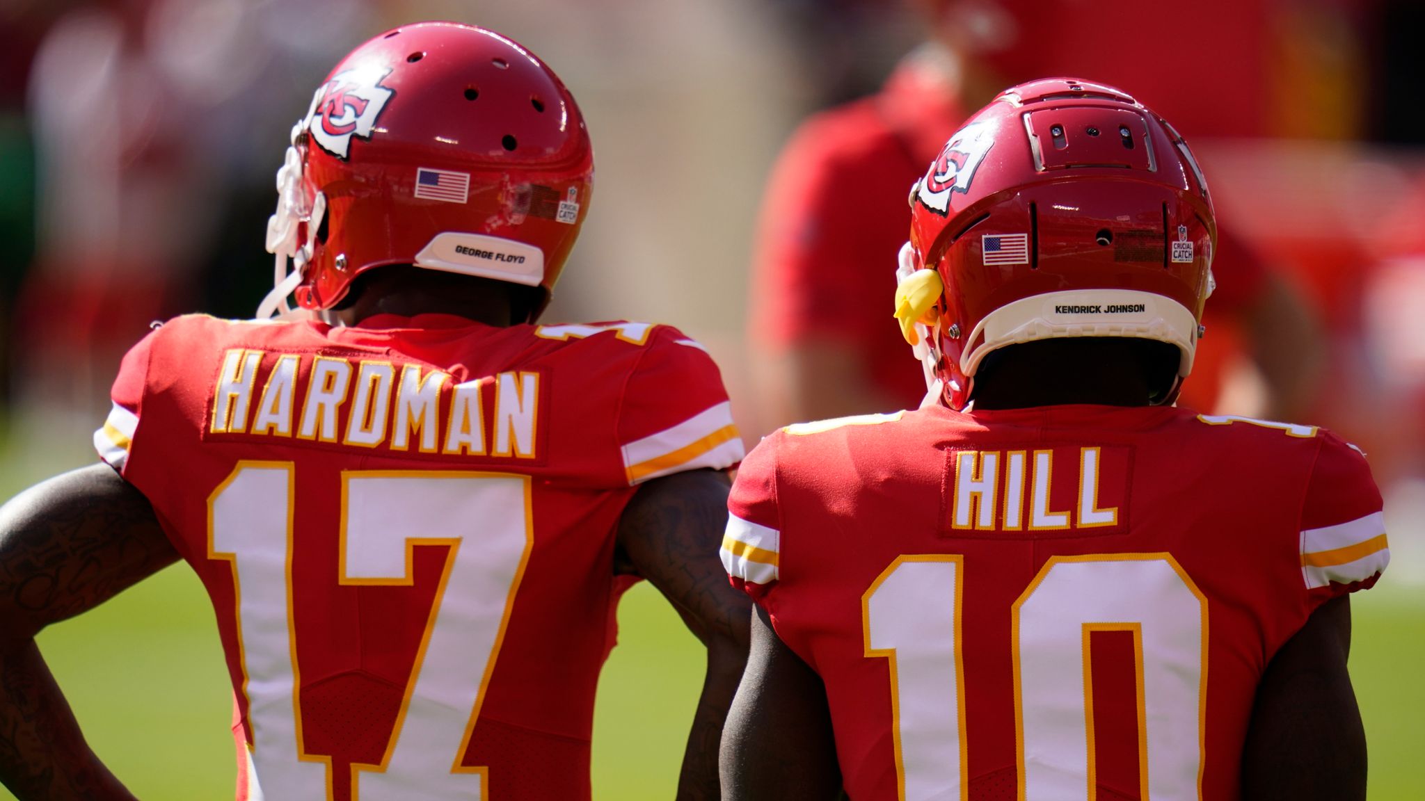 Kansas City Chiefs wide receiver Mecole Hardman (17) is introduced