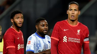 Image of Virgil van Dijk and Joe Gomez in action for Liverpool against Hertha Berlin on Thursday