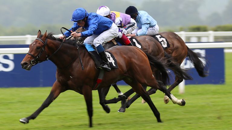 New Science (left) ridden by jockey William Buick on their way to winning the Pat Eddery Stakes at Ascot
