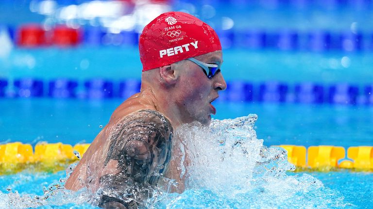 Great Britain's Adam Peaty in action during the Men's 100m Breaststroke second semi final at the Tokyo Aquatics Centre on the second day of the Tokyo 2020 Olympic Games in Japan