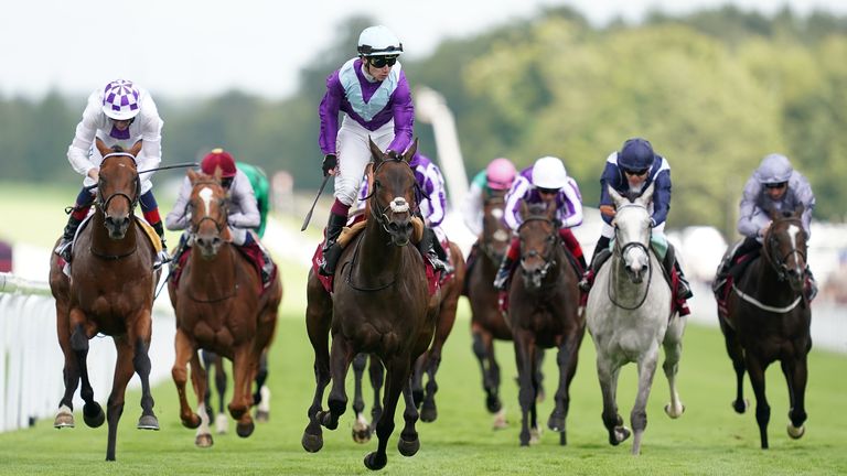 Alcohol Free wins the Sussex Stakes at Goodwood, beating Poetic Flare and Snow Lantern