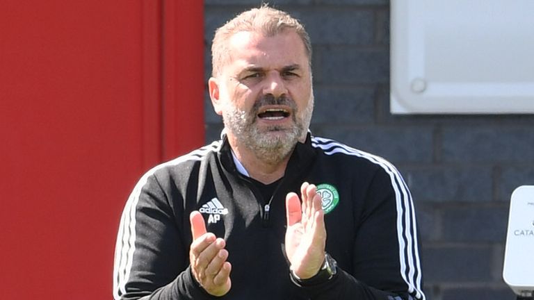 NEWPORT, WALES - JULY 07: Celtic manager Ange Postecoglou during a pre-season friendly between Celtic and Sheffield Wednesday at Dragons Park on July 07, 2021, in Newport, Scotland.  (Photo by Craig Foy / SNS Group)