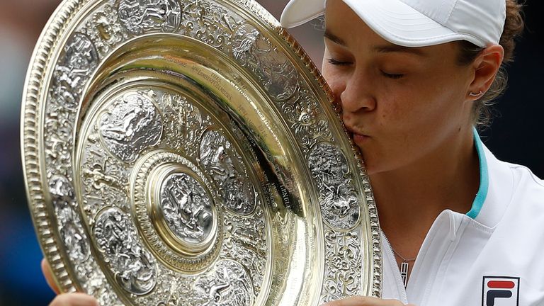 Ashleigh Barty is a two-time Grand Slam champion after winning the WImbledon title on Centre Court (AP)