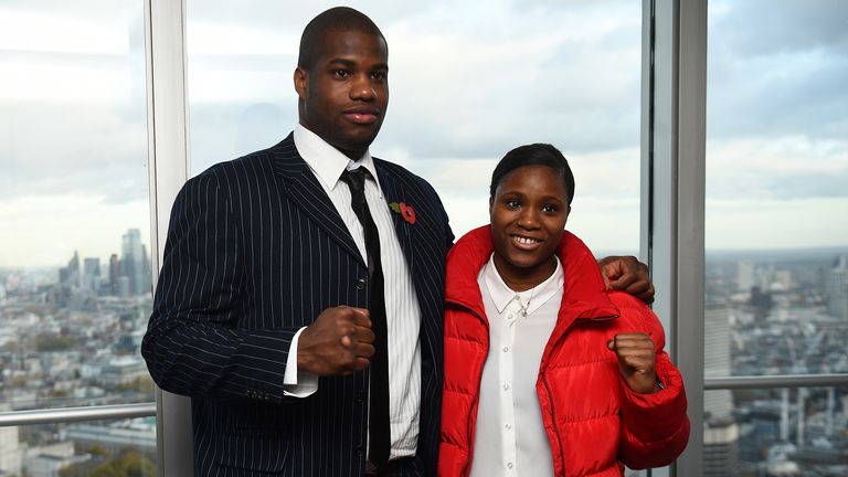 Daniel Dubois and Caroline Dubois during the press conference at BT Tower, London. PA Photo. Picture date: Monday November 11, 2019. Photo credit should read: Kirsty O'Connor/PA Wire