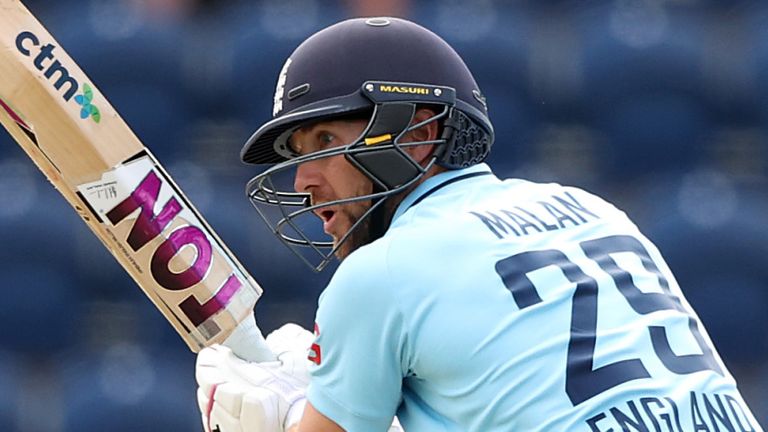 CARDIFF, WALES - JULY 08: Dawid Malan of England bats during the 1st One Day International between England and Pakistan at Sophia Gardens on July 08, 2021 in Cardiff, Wales. (Photo by Ryan Pierse/Getty Images)