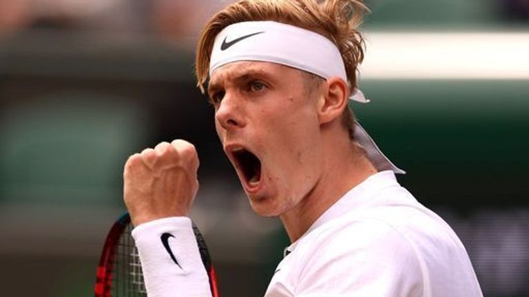 Denis Shapovalov reacts against Karen Khachanov in the quarter final match on court 1 on day nine of Wimbledon at The All England Lawn Tennis and Croquet Club, Wimbledon. Picture date: Wednesday July 7, 2021.