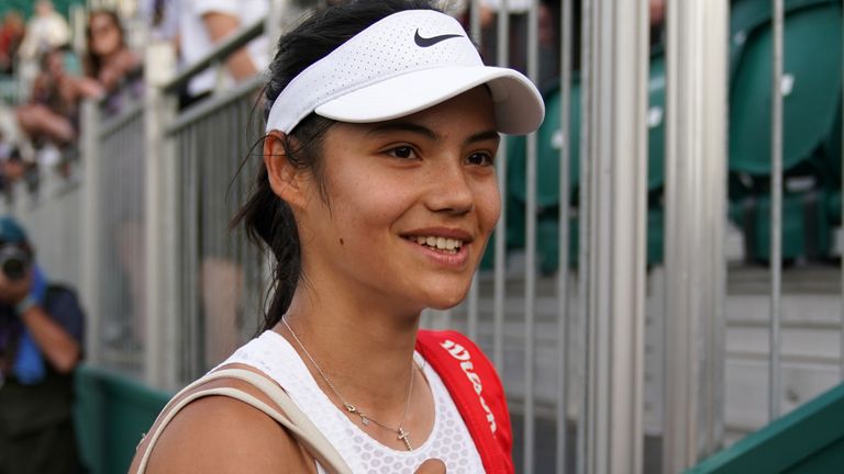 Emma Raducanu leaves the court after victory against Marketa Vondrousova in the second round match on court 12 on day four of Wimbledon on day four of Wimbledon at The All England Lawn Tennis and Croquet Club, Wimbledon. Picture date: Thursday July 1, 2021.