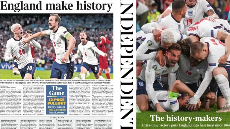 England are hailed as 'history-makers' in Thursday's papers