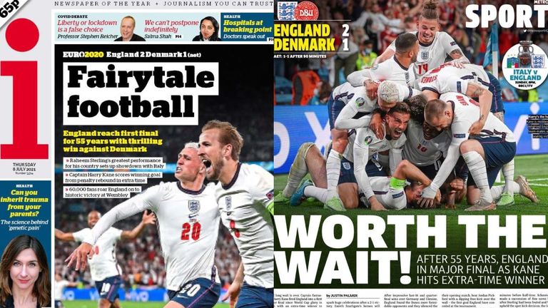 The i paper call it 'Fairytale football' while Metro Sport lead with 'Worth the wait'