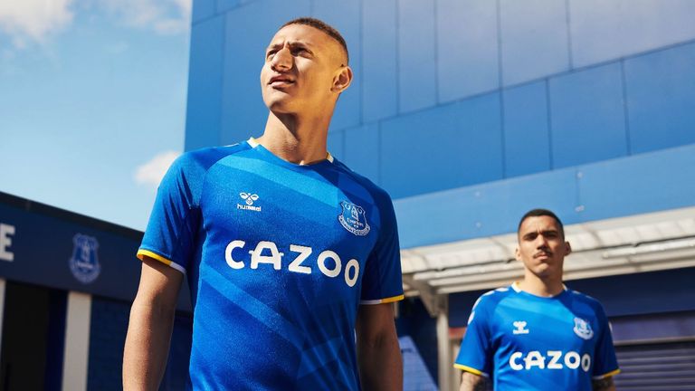 Richarlison sports Everton's new home strip