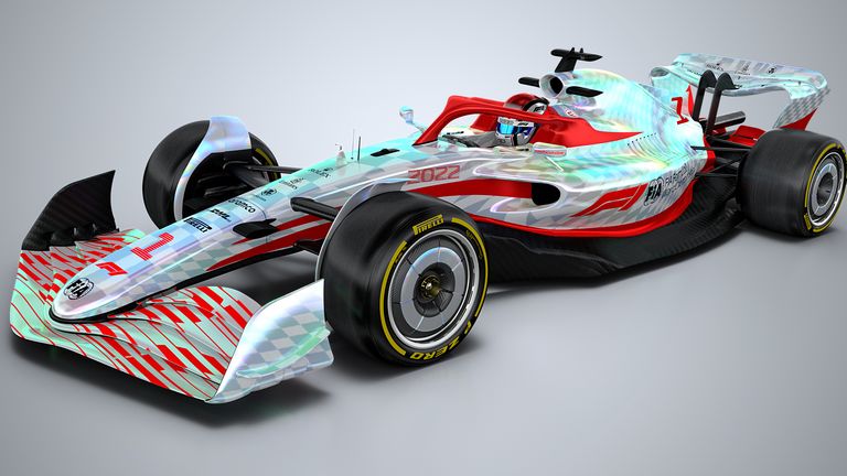 Een F1-prototype toont een illustratie van hoe de concurrenten van 2022 eruit zullen zien.
