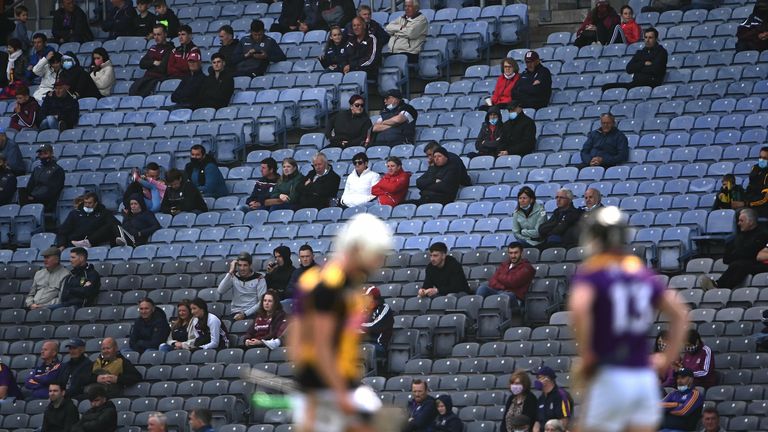 3 July 2021; Supporters in the Hogan Stand during the Leinster GAA Hurling Senior Championship Semi-Final match between Kilkenny and Wexford at Croke Park in Dublin. Photo by Piaras .. M..dheach/Sportsfile