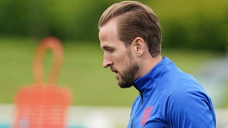 England's Harry Kane during a training session at St George's Park, Burton upon Trent. Picture date: Tuesday July 6, 2021.
