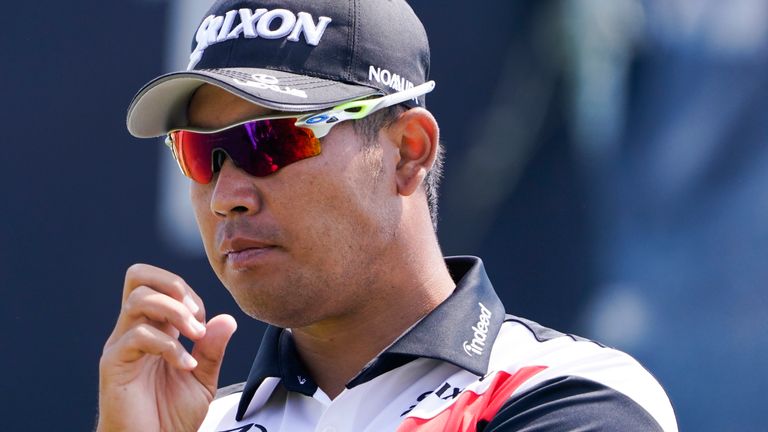 Hideki Matsuyama, of Japan, looks on during the first round of the U.S. Open Golf Championship, Thursday, June 17, 2021, at Torrey Pines Golf Course in San Diego. (AP Photo/Jae C. Hong)