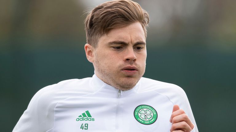 GLASGOW, SCOTLAND - MAY 11:  James Forrest during a Celtic training session at Lennoxtown on May 11, 2021, in Glasgow, Scotland. (Photo by Craig Foy / SNS Group)