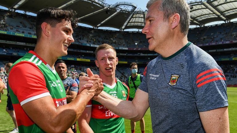 James Horan and Tommy Conroy celebrate at full-time