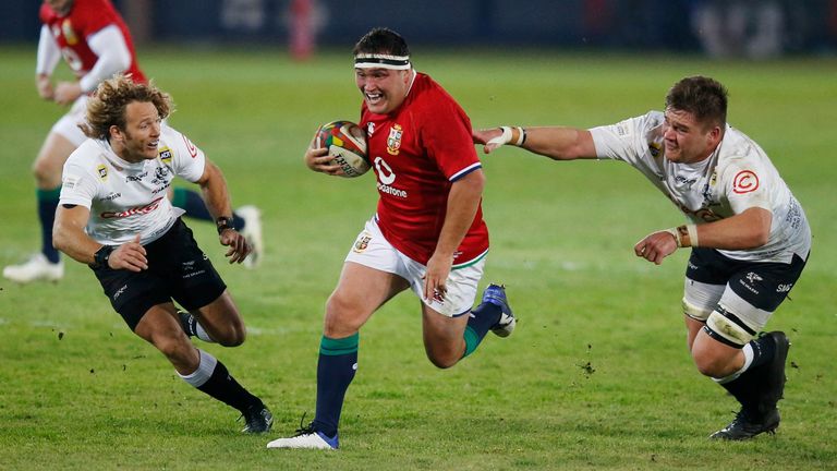 Jamie George on the charge for the Lions