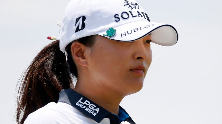 Jin Young Ko, of South Korea, walks down the first fairway during the final round of the LPGA Volunteers of America Classic golf tournament in The Colony, Texas, Sunday, July 4, 2021. (AP Photo/Ray Carlin)