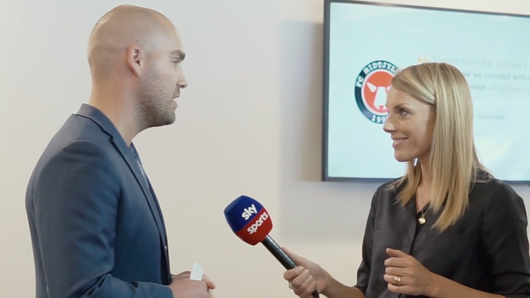 TransferRoom founder Jonas Ankersen being interviewed by Sky Sports&#39 Rebecca Williams [Source: TransferRoom]