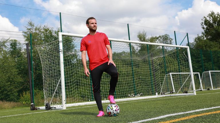 Juan Mata pictured following the announcement that adidas will contribute 1 per cent of the global net sales of their footballs to Common Goal