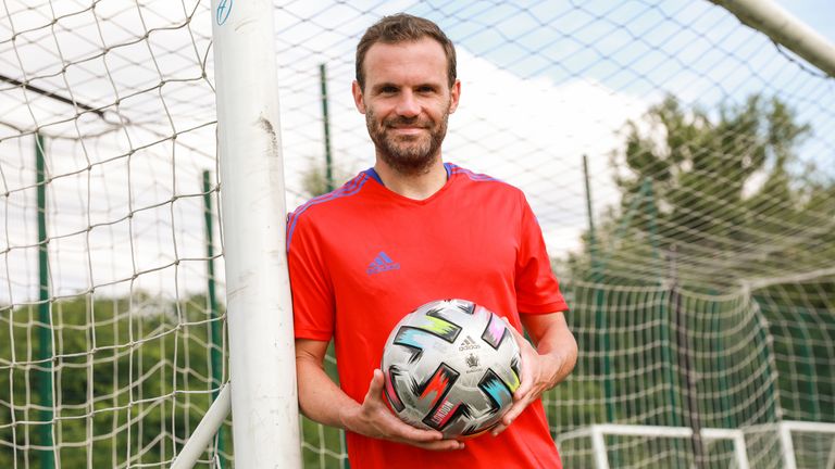 Juan Mata pictured following the announcement that adidas will contribute 1 per cent of the global net sales of their footballs to Common Goal