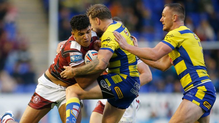 Picture by Ed Sykes/SWpix.com - 28/07/2021 - Rugby League - Betfred Super League Round 16 - Warrington Wolves v Wigan Warriors - Halliwell Jones Stadium, Warrington, England - Wigan Warriors' Kai Pearce-Paul in action