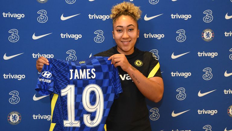  Lauren James poses for a photograph as she signs for Chelsea FC Women at Kingsmeadow