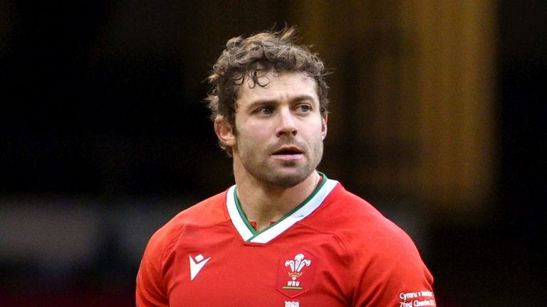 Wales Leigh Halfpenny during the Six Nations rugby union international between Wales and Ireland at the Principality Stadium in Cardiff, Wales, Sunday, Feb. 7, 2021. (AP Photo/Rui Vieira)