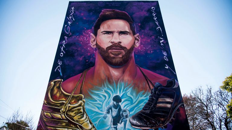 Lionel Messi mural in Rosario, Argentina