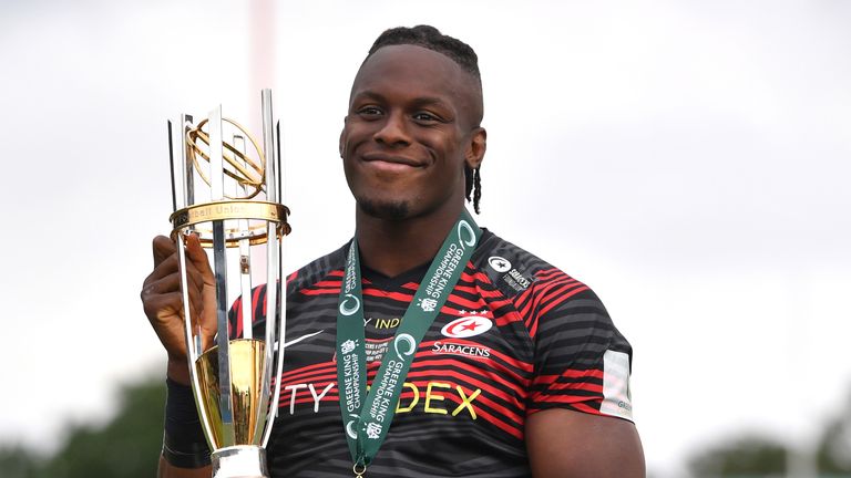 Saracens v Ealing Trailfinders - Greene King IPA Championship - Play Off Final - Second Leg - StoneX Stadium
Saracens' Maro Itoje poses with their trophy after the Greene King IPA Championship play off final second leg match at the StoneX Stadium, London. Picture date: Sunday June 20, 2021.